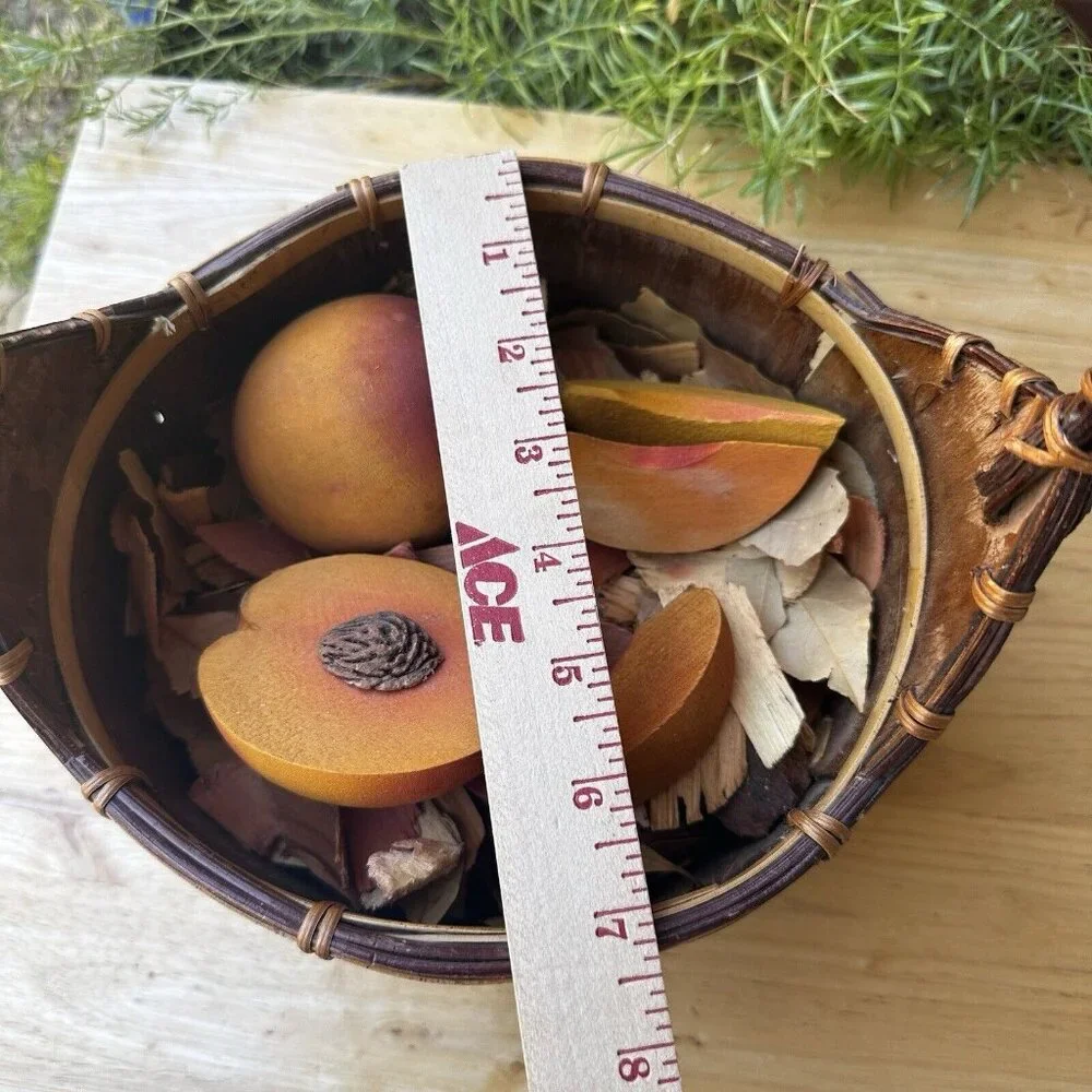 VTG Basket 12 Inch Bark Bent Wood Splint Country Market CottageCore Wooden Fruit